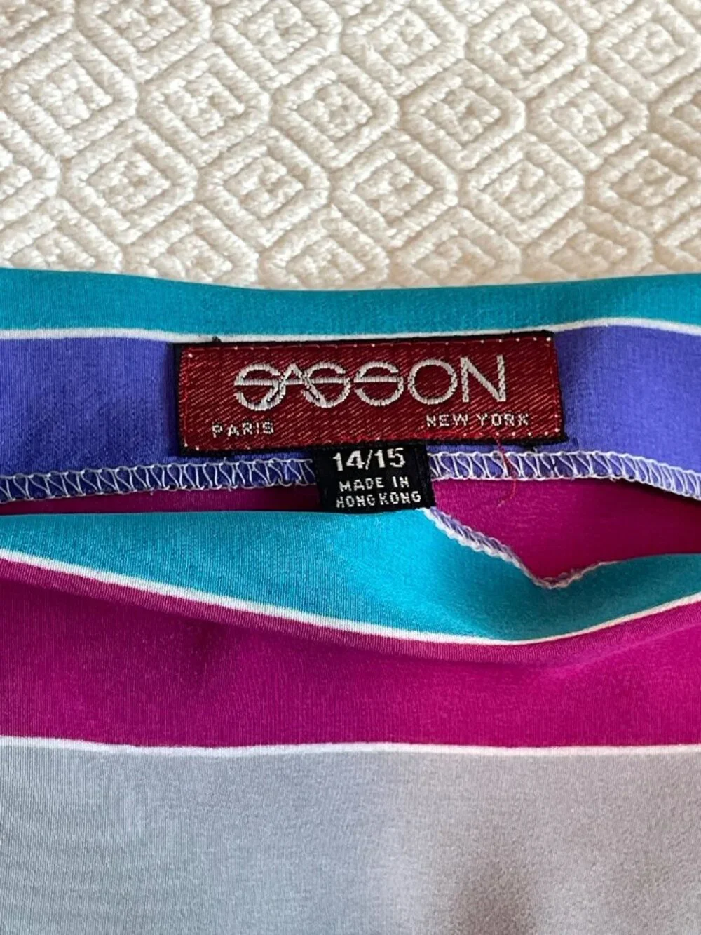 Vintage 80's SASSON High Waisted Skirt Shirt Striped 2-Piece Set Women’s 14/15